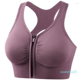 Yoga Outfit VEQKING Front Zipper Women Sports Bra Plus Size Push Up Shockproof Running Breathable Fitness Workout Top