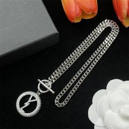 Luxury Designer Jewellery Necklace Fashion Crystal Letter Necklaces Jewellery Womens Silver Chains Classic Links Wedding Party Ornaments