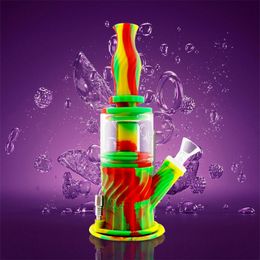 Waxmaid Double Percolator Water Pipe silicone bongs wax hookah Multi Function 4 in 1 Honeycomb Platinum Cured Silicone US warehouse retail order free shipping