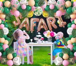 Decoration Wild Jungle Balloon Garland Green Pink Balloons for Wild One Jungle Girls Birthday Baby Shower Decorations R230812