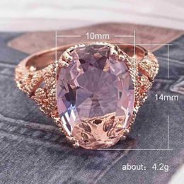 Wedding Rings Fashionable And Zircon Hand Ring Pink Rose Gold Color Unique Engagement Jewelry Gift