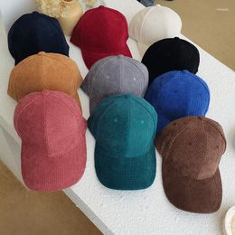 Ball Caps Cotton Corduroy Solid Colors Curved Brim Trendy Casual Men Women Adult Street Wear Hip Hop Sports Warm Baseball