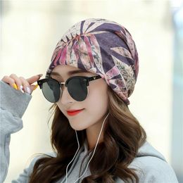 Berets Women Skullies Beanies Girls Hats Scarf Winter Thicken Cotton Knitted Hat Casual Elegant Warm Leaf Pattern Caps