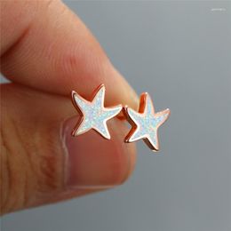 Stud Earrings Dainty Female White Opal Stone Classic Rose Gold Color Wedding Cute Bridal Star Small For Women