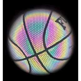 Balls Selling Pu Basketball Reflective Ball Glow Size 7 5 Outdoor Indoor Glowing Luminous Basketbol Gift 230504 Drop Delivery Sports Dhmsw