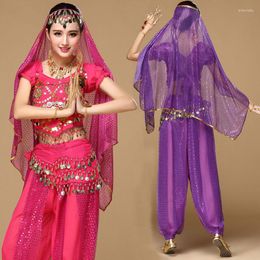 Stage Wear 4pcs/set Sequin Belly Dance Costume Set Bollywood Costumes Performance Chiffon