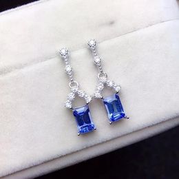 Stud Earrings Real And Natural Tanzanite 925 Sterling Silver Premium Charm Jewellery Beauty Wedding Party