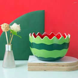 Bowls Hand-Painted Cartoon Watermelon Shape Ceramic 1000ML Fruits Salad Bowl Instant Noodle Table Decorative Dinnerware