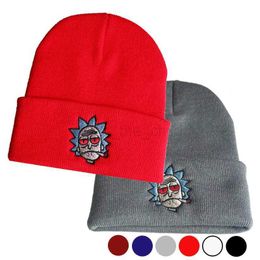 Beanie/Skull Caps Cartoon Rick Beanies Embroidery Warm Soft Knitted Hat Hip-hop Bonnet Unisex