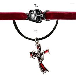 Choker Punk Skull Pendant Necklace For Women Men Gothic Vintage Unusual Neck Chain Bracelets Fashion Jewellery Gift