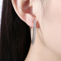 Hoop Earrings Fashion Simple Ladies V-Shaped Full Zircon Hook Earring Large Luxury For Women Jewellery High Appearance Level Shiny