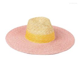 Berets Ins Pink Summer Straw Hat For Women Big Brim Beach Ladies Panama UV Protection Hawaiian Vacation Gifts Outdoor