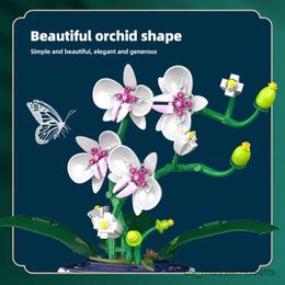 Blocks 574PCS City Mini Orchid Potted Plants Building Blocks Friends Simulation Flower Orchid House Decoration Toys For Kid Gift R230814