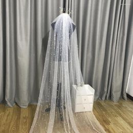 Bridal Veils Women Tulle Veil Pearl Wedding 1 Tier 3M Long White Ivory Accessories With Comb