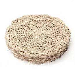 Table Runner 12Pcs Vintage Cotton Mat Round Hand Crocheted Lace Doilies Flower Coasters Lot Household Decorative Crafts Accessories