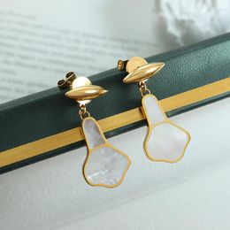 Dangle Earrings Amaiyllis 18K Gold Light Luxury Ethnic Style Personality Drop Earring Versatile Natural White Seashell Fashion Jewellery