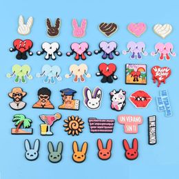 Shoe Parts Accessories Bad Bunny Clog Charm Glow In Dark Soft Pvc Buckle Decorations Charms For Kids Designer Shoes Assorted Series Randomly