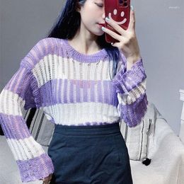 Women's Sweaters Wholesale 2023 Spring Summer Autumn Fashion Casual Warm Nice Women Sweater Woman Female OL Striped BAy111