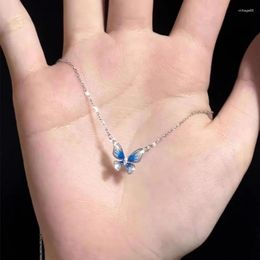 Pendant Necklaces 2023 Fashion Unique Design Blue Butterfly Elegant Exquisite Light Luxury Enamel Choker Female Jewellery Party Gift