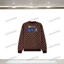 xinxinbuy Men women designer Sweatshirt Hoodie Paris Letter jacquard basketball sweater Grey blue black white 334030 XS-L