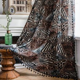 Curtain Bohemian Leopard Print Geometric Printed Curtains Finished Products Living Room Study Cotton And Linen Semi Shading