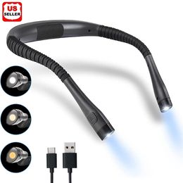 USB Rechargeable LED Neck Light Book Light for Reading in Bed Crafting Camping