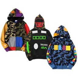 Mens Hoodies design red yellow blue splicing fleece sweater Plus size 3XL zipper sweater Lovers Sweatshirts Designer Fashion Jacket streetwear