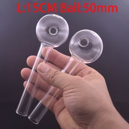 Wholesale Big 15cm ball:50mm glass oil burner pipe Pyrex thick heady smoking tube nail water hand pipes