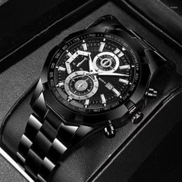 Wristwatches WOKAI High Quality Luxury Room Gold Men's Business Steel Band Quartz Watch Sports Calendar Waterproof Clock Retro