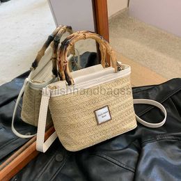 Shoulder Bags High quality small bag for women in summer 2023 new niche crossbody bag woven for women's portable straw woven bucket bagstylishhandbagsstore