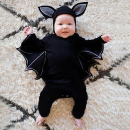 Special Occasions Halloween Baby Black Bat Costume Cosplay Romper Jumpsuit Infant Boys Girls Purim Party Carnival Fancy Dress Long Short 230814