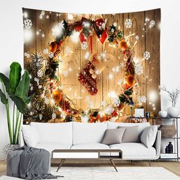 Tapestries Christmas Tapestry Snowflakes Santa Claus Winter Wall Hanging Cloth Fireplace Blanket Gifts Christmas Wall Decorations for Home