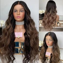 Ombre Chocolate Brown Glueless Full Lace Human Hair Wig With Baby 360 Frontal Light Chesunut Blonde13X6 Front 5x5 Wigs