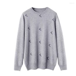 Men's Sweaters Class A Pure Cashmere Clothing Round Neck Knit Bottom Casual Loose Embroidered Pullover Top Autumn And Winter Sweater