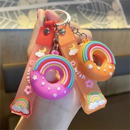 Food Donut PVC Keychain For Women Men Cute Backpack Pendant Accessories Aesthetic Couples Gift Car Key Ring GC2257