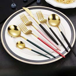 Dinnerware Sets Stainless Steel Knife Fork Spoon Creative Western Tableware Steak Net Red