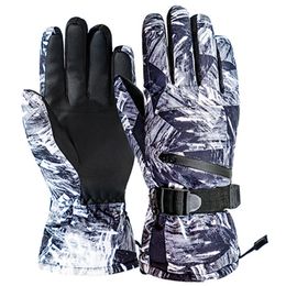 Ski Gloves Winter Snowboard PU Leather Nonslip Touch Screen Waterproof Motorcycle Cycling Fleece Warm Snow Unisex 230814