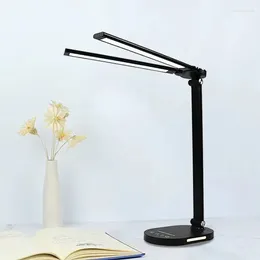 Table Lamps Black Desk Lamp Double Writing Reading Light Touch Switch Aluminum Home Appliance Foldable Lantern Eye Heathly