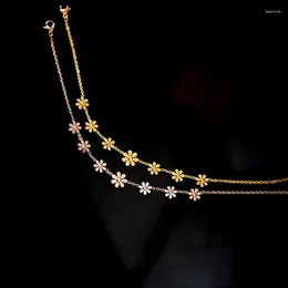 Anklets Stainless Steel Stylish Link Chain Anklet Daisy Flower Summer Beach On Foot For Women Jewelry