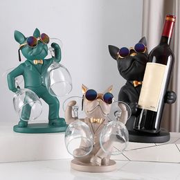 Bar Tools Shatterproof Wine Bottle Rack Non fading Glass Shelf Creative Resin Bulldog Shape Holder for Home Decor 230814