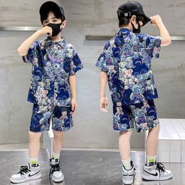 Clothing Sets Korean Children's Clothing Kid Boys Cartoon Bear Printed Shirts Top and Shorts Set Teenage New Two Pieces Suit Loungewear