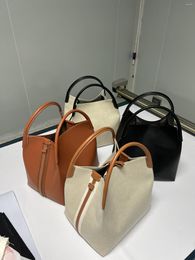 Waist Bags 2023 Women Leather Bucket Bag Handbag Contrast Colour Patchwork Shoulder Ladies All-Match Large Capacity Crossbody