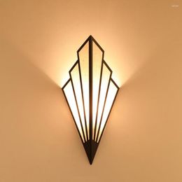 Wall Lamp Nordic Iron Art LED Corridor Aisle Staircase Bedroom Lights Livingroom Bedside Fan-shaped Home Deco Lighting