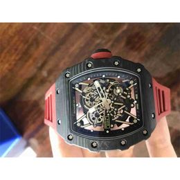 Soperclone T+/BBR Factory Luxury Wristwatch Richa automatic mechanical hollow out watch carbon Fibre rm35-02 tape ceramic wine barrel fashion trend Choser 4U