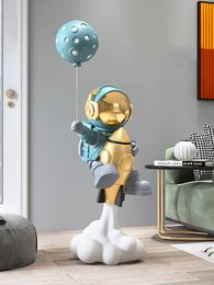 Decorative Objects Figurines Balloon Astronaut Sculptures 95CM Large Floor Ornaments Home Decor Statue Living Room Decoration Accessories Figurine 230814