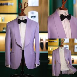 Purple Men Wedding Suits Slim Fit Groom Wear Shawl Lapel Tuxedos Business Office Coat Fashion Blazer Custom Made Only Jacket