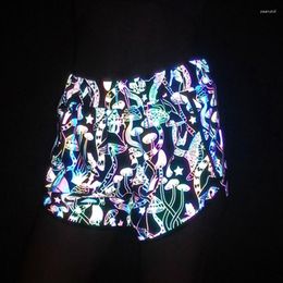 Women's Shorts Summer 2023 Colorful Mushroom Reflective Harajuku Breathable Casual Fitness Running Jogging Short Pants Femme