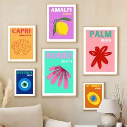 Canvas Painting Leaf Plant Eye Palm Beach Amalfi Coast Lemon Posters Wall Art Prints Wall Pictures For Living Room Bedroom Decor No Frame Wo6