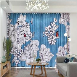 Curtain Customized Curtains Simple Modern Style Retro Lines Plant Flowers Living Room Bedroom Windshield Blackout