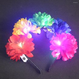 Party Decoration 1pcs LED Flashing Light Up Women Girl Simulation Flower Holiday Bride Headband Birthday Headwear Wedding Halloween
